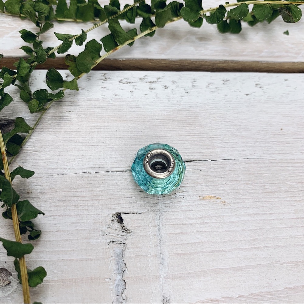 Aquamarine Glass Charm for Bracelet or Necklace